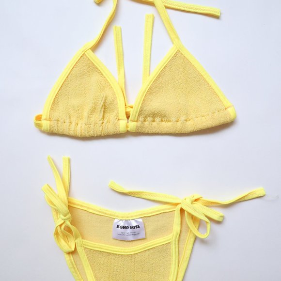 Boho Rose Yellow High Cut 2 Piece Bikini String Tie - Size M or L - Picture 1 of 2
